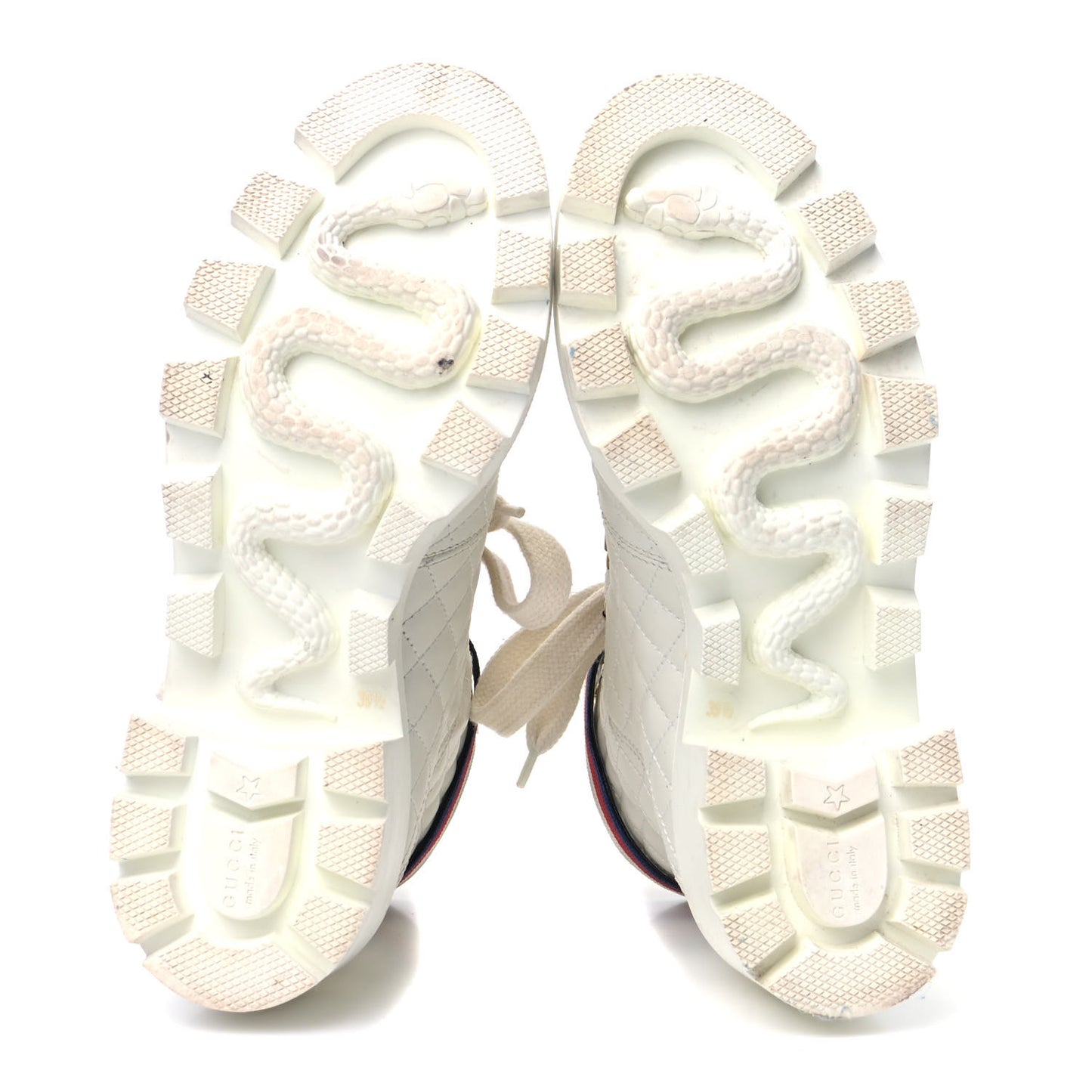 Calfskin Quilted Sylvie Web Lace Up Combat Ankle Boots 39.5 White