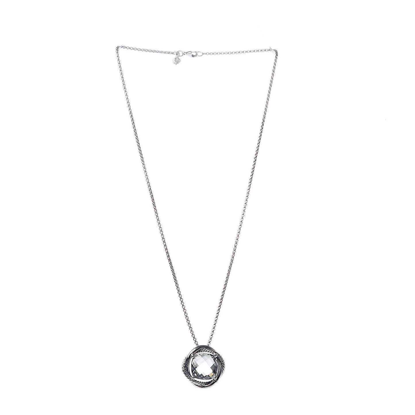 Sterling Silver Prasiolite 14mm Infinity Pendant Necklace