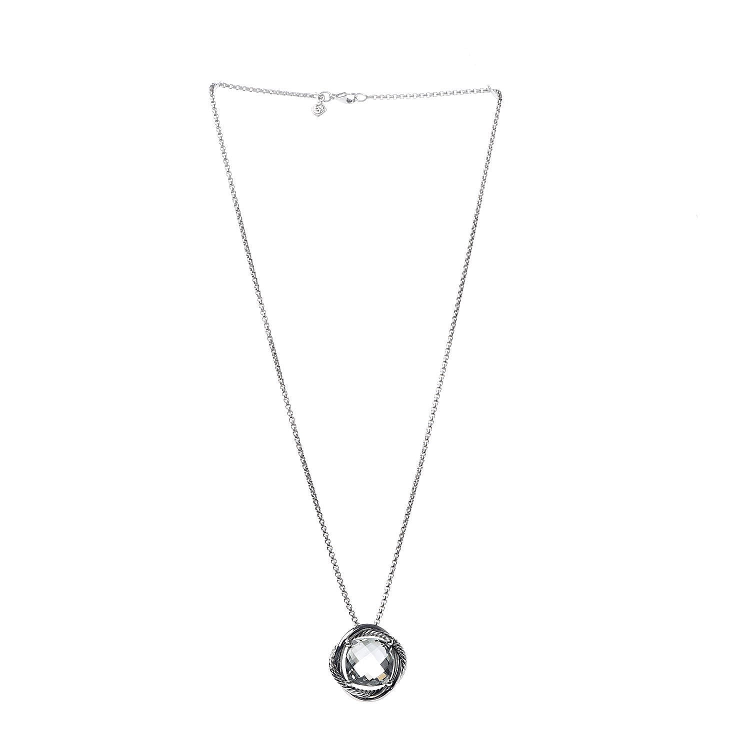 David Yurman Sterling Silver Prasiolite 14mm Infinity Pendant Necklace 3 of 4