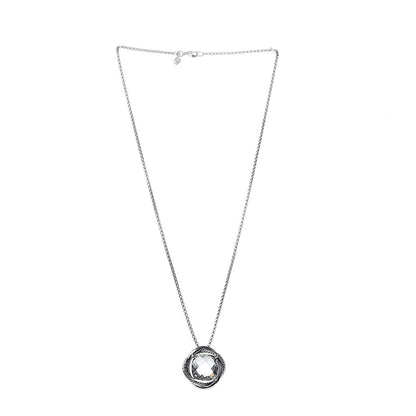David Yurman Sterling Silver Prasiolite 14mm Infinity Pendant Necklace 3 of 4