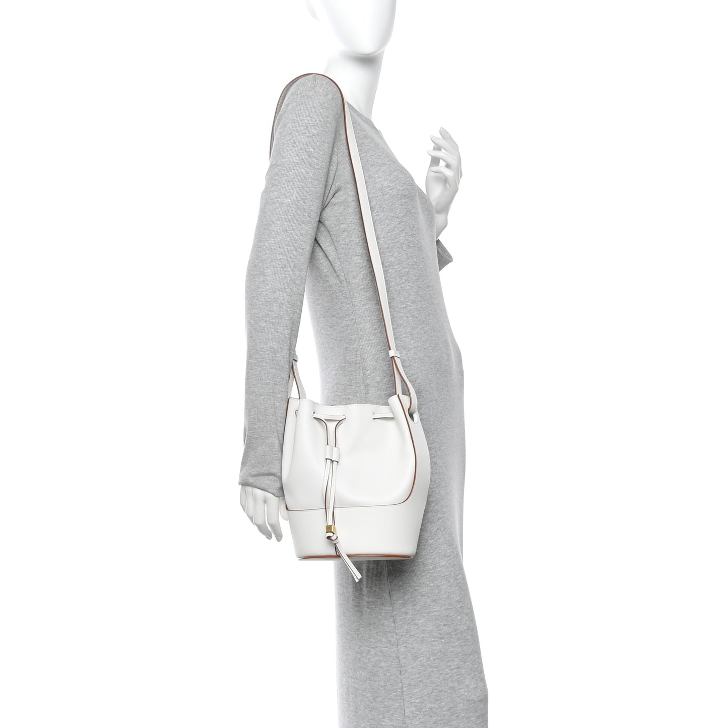 Calfskin Balloon Bucket Bag Soft White