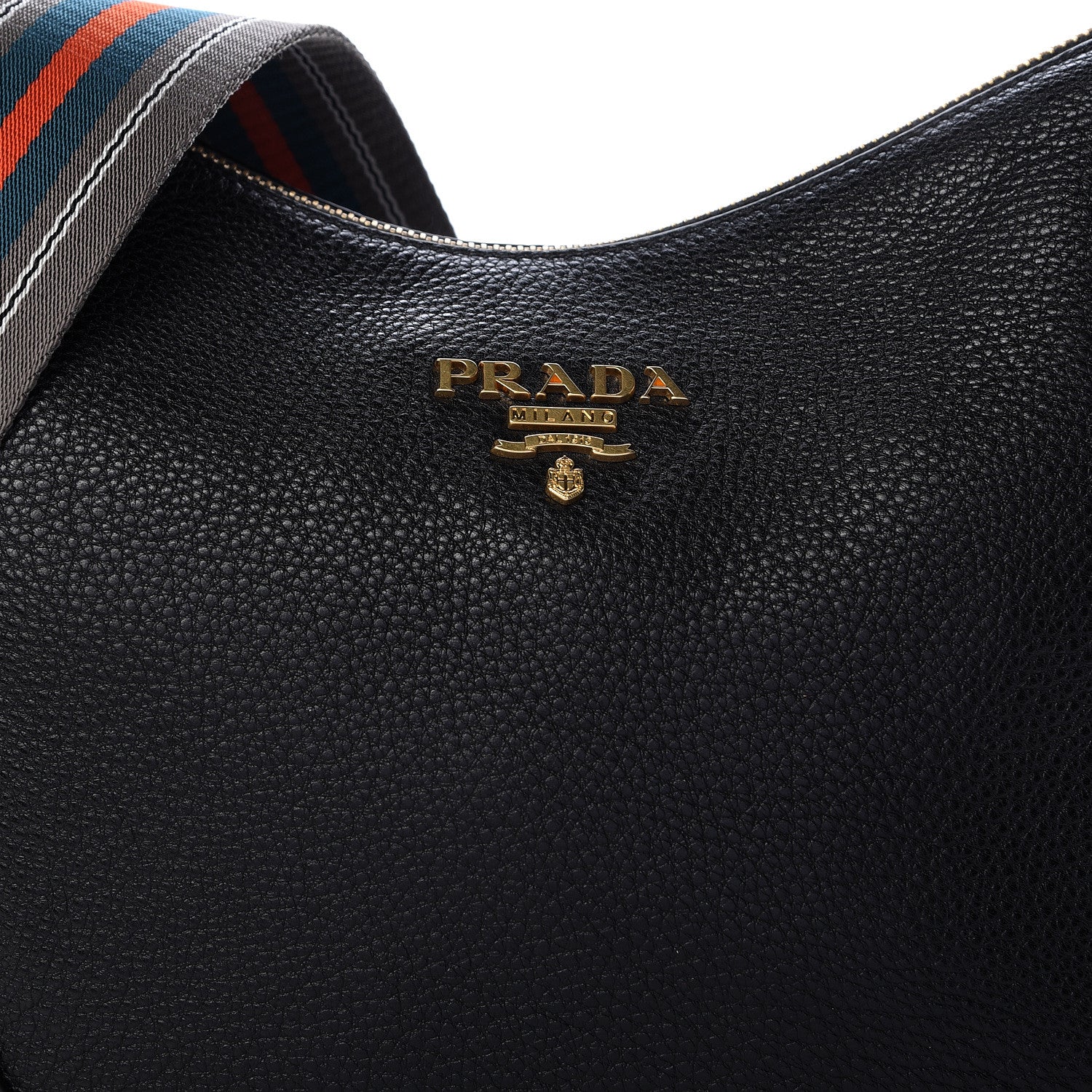 Prada Vitello Daino Zippered Messenger Hobo Black 8 of 10