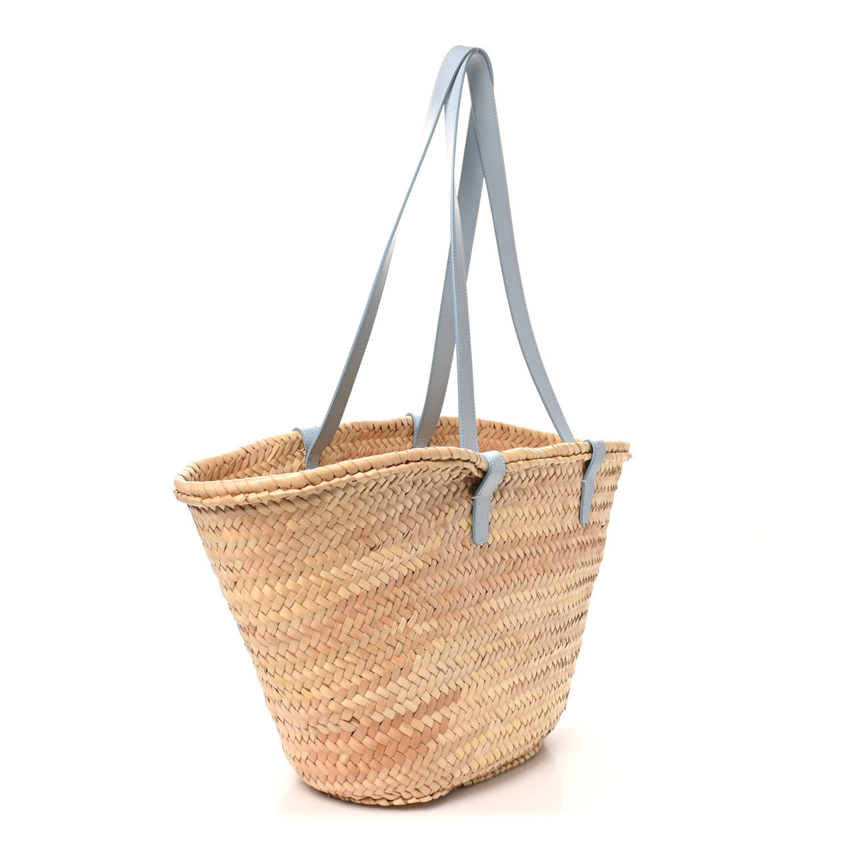 Raffia Calfskin Triomphe Medium Panier Soft Blue