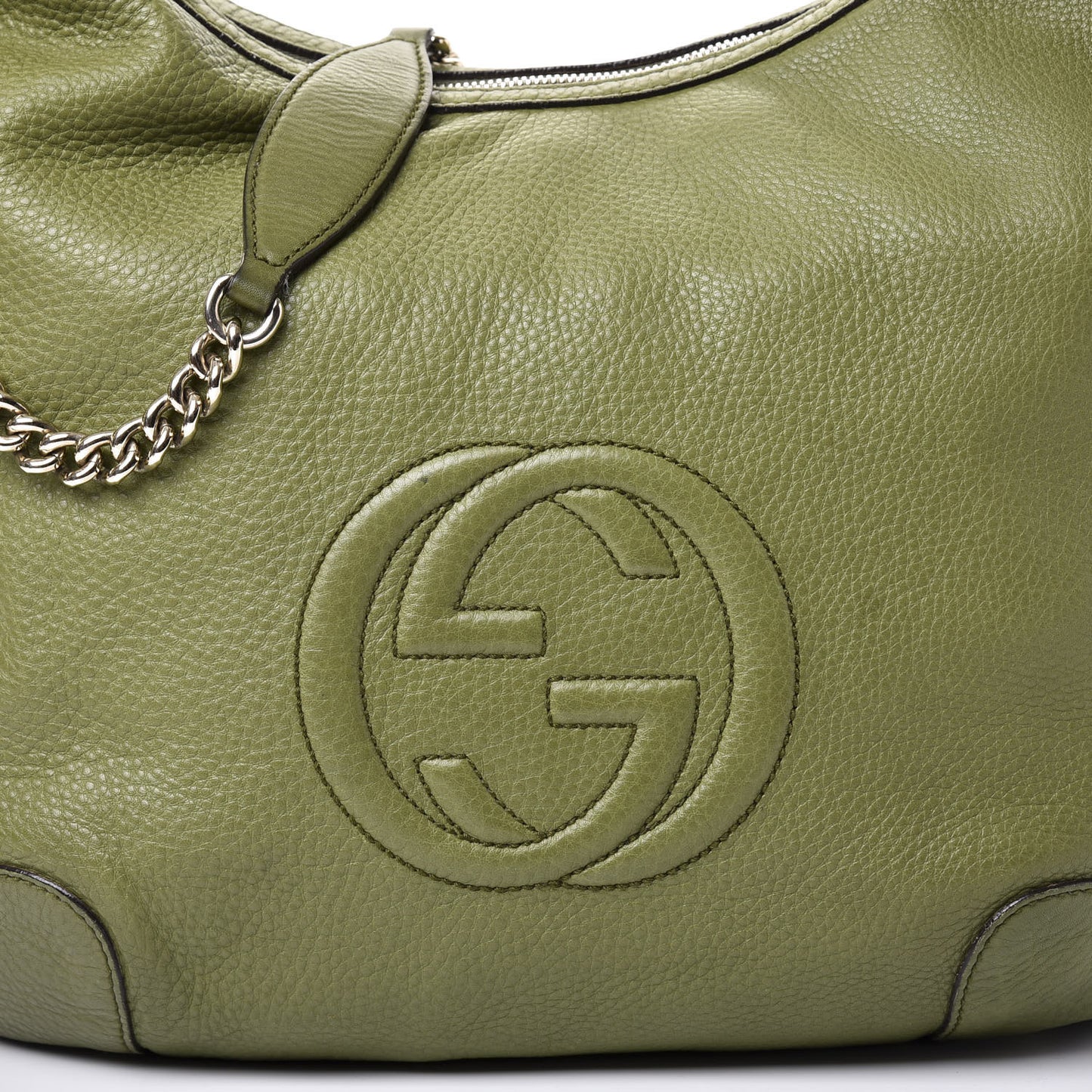 Pebbled Calfskin Medium Soho Chain Hobo Green