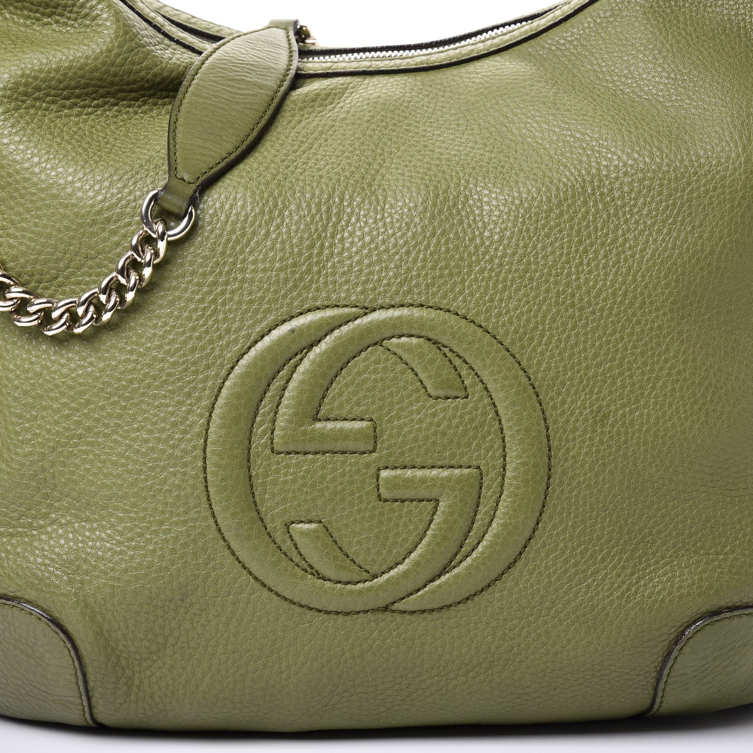 Gucci Pebbled Calfskin Medium Soho Chain Hobo Green 12 of 12