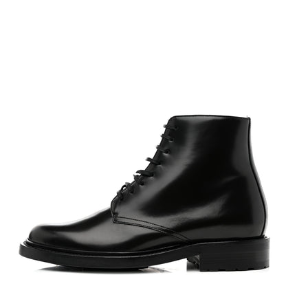 Saint Laurent Calfskin Womens Army Combat Boots 38 Black 1 of 9