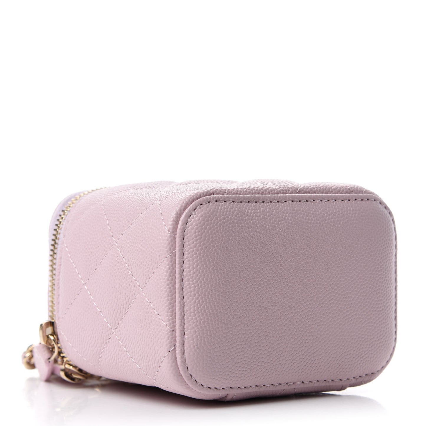 Caviar Quilted Mini Vanity Case With Chain Light Pink
