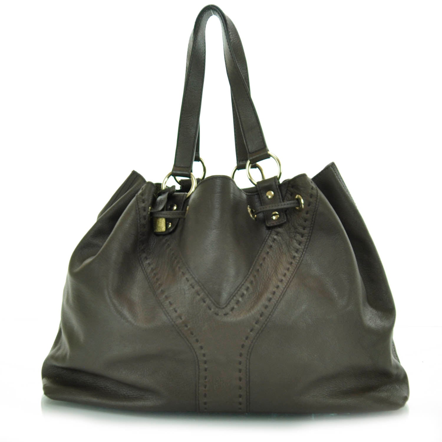 Saint Laurent Leather Reversible Double Sac Y Tote Gold Brown 8 of 17