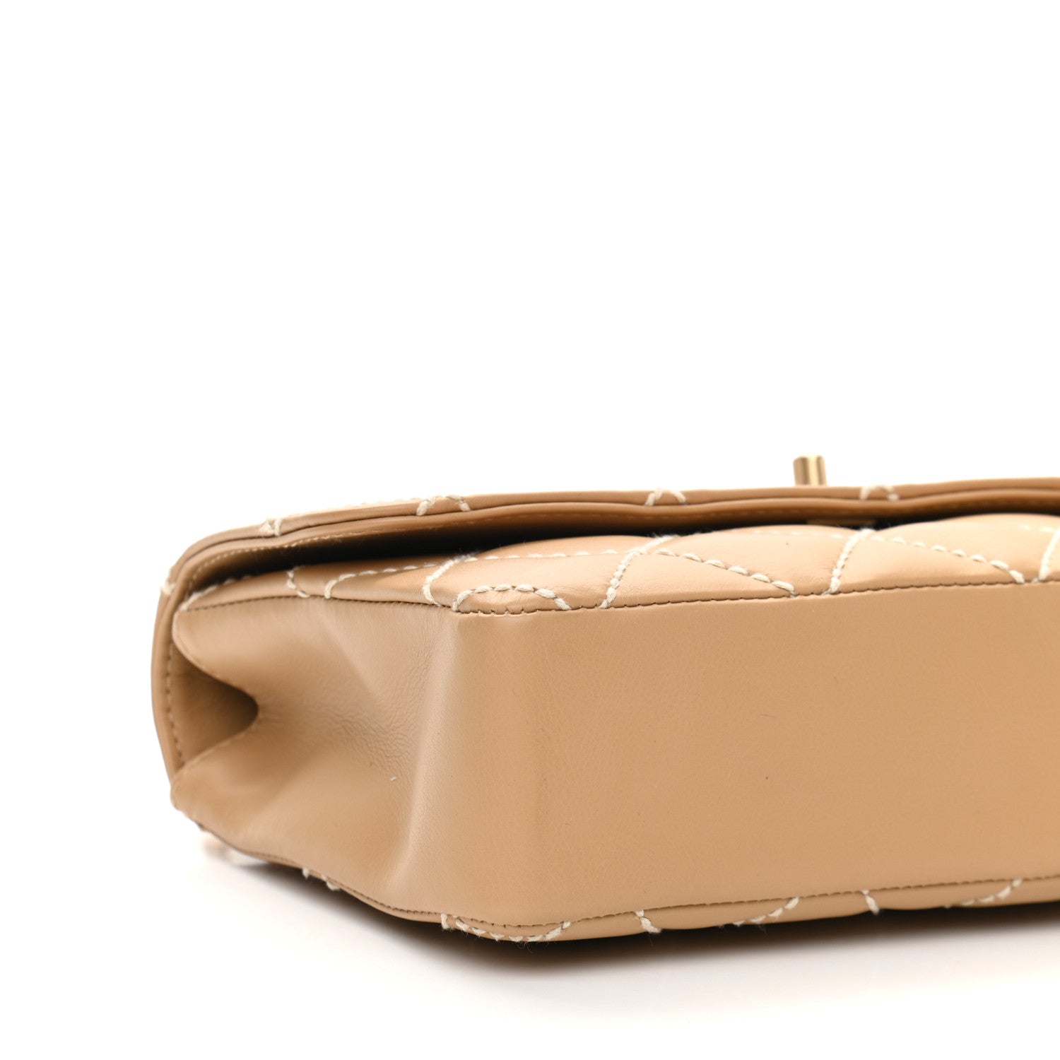 Chanel Calfskin Quilted Medium Wild Stitch Flap Beige 9 of 10