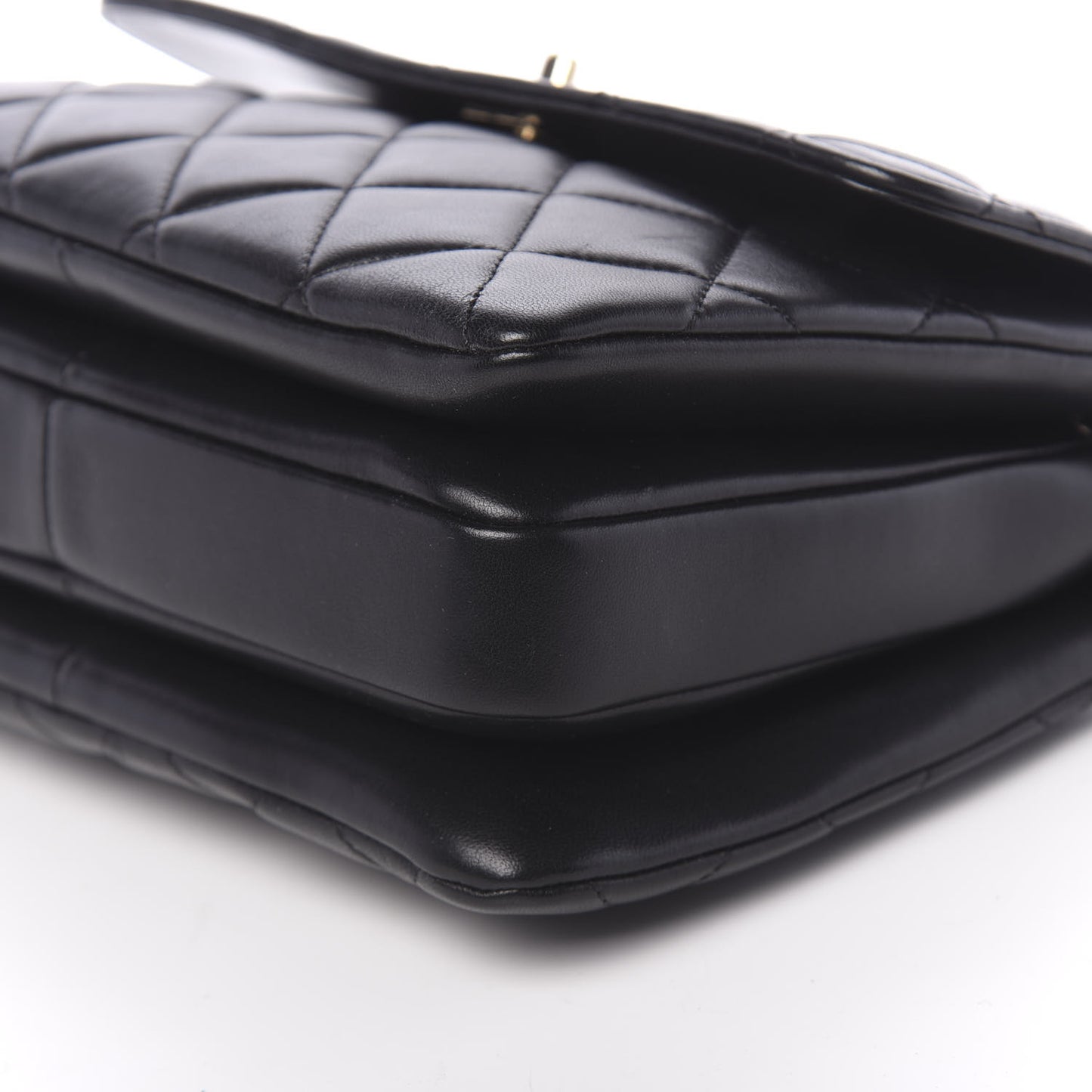 Lambskin Quilted Small Trendy CC Dual Handle Flap Bag Black