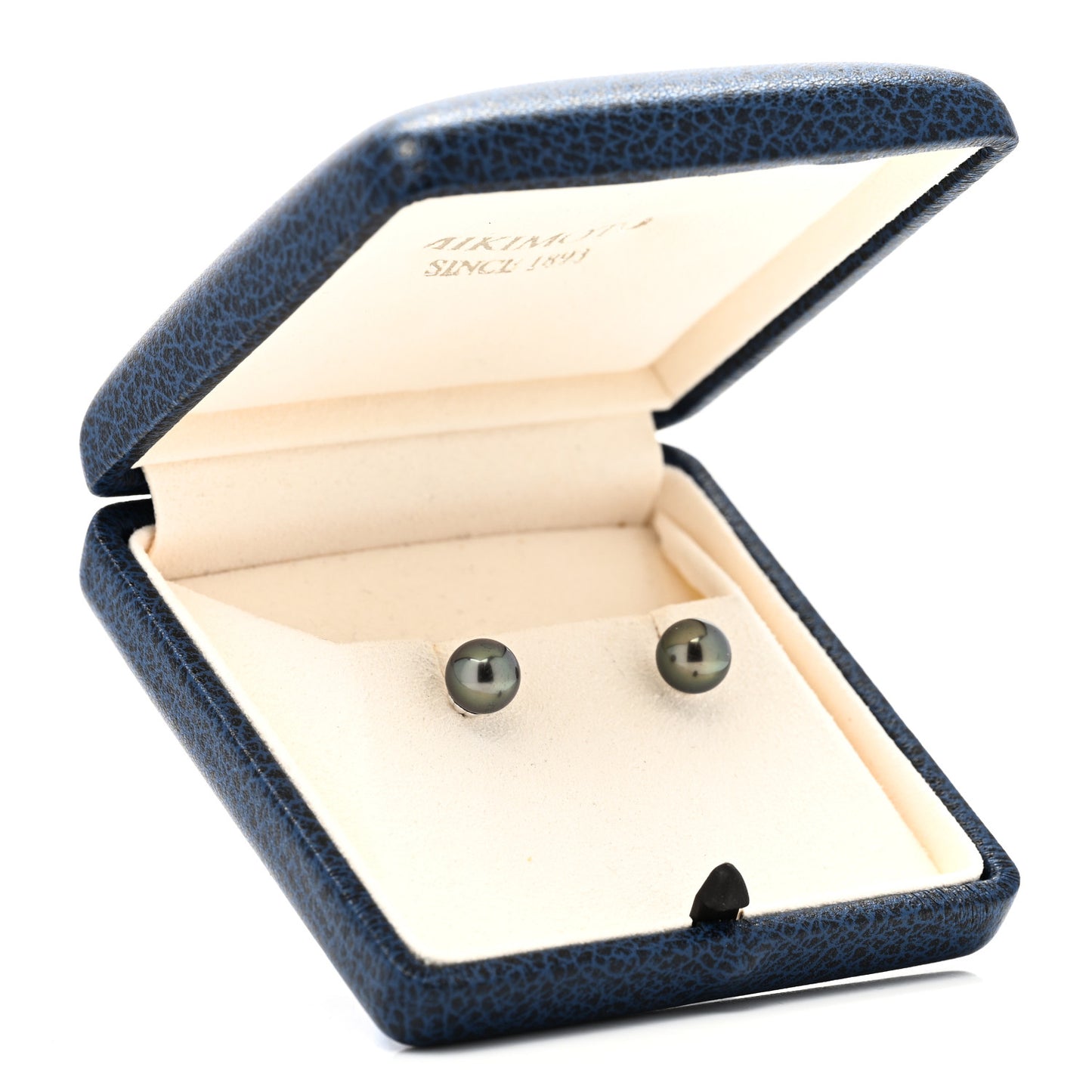 18K White Gold Black South Sea Cultured Pearl 8.5-9mm Stud Earrings