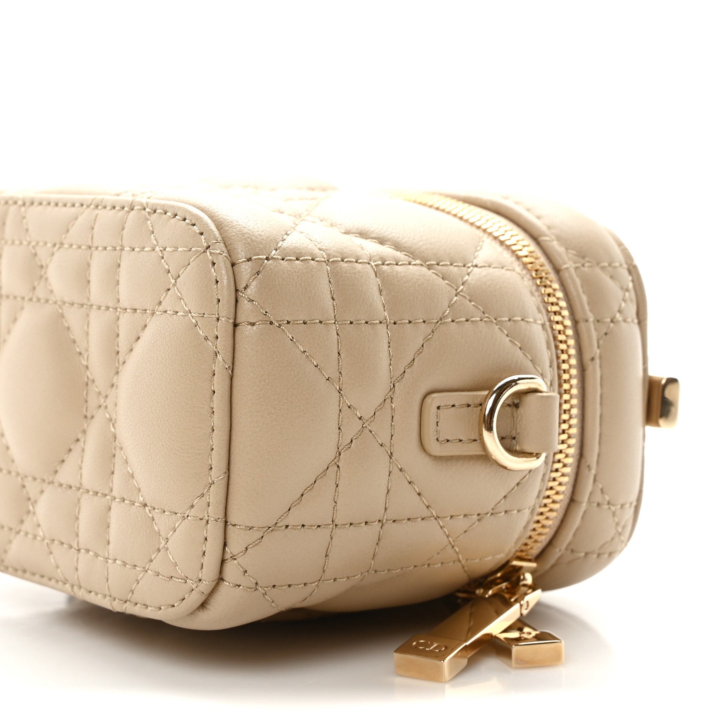Lambskin Cannage Micro Lady Dior Vanity Case Beige