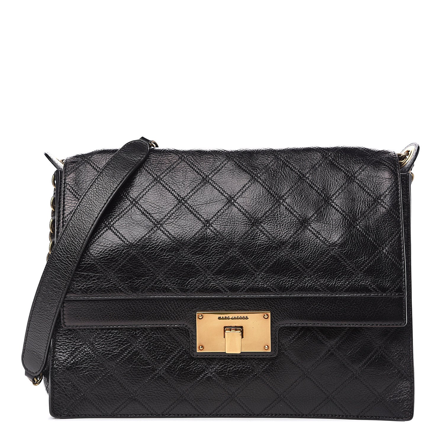 Marc Jacobs Grained Calfskin Quilted Chain Flap Black 1 of 7