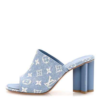 Louis Vuitton Denim Monogram Silhouette Mules 39 Blue 1 of 10