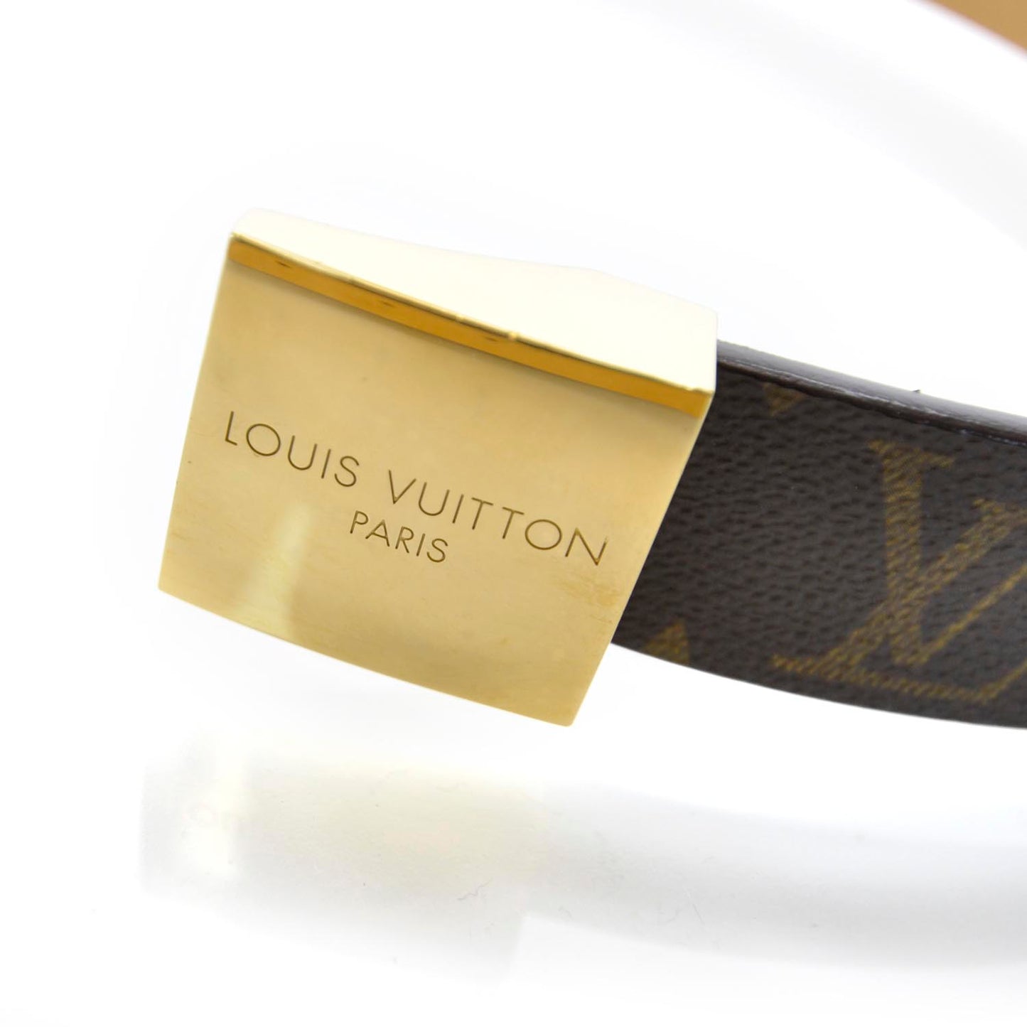 Monogram Belt w Gold Buckle