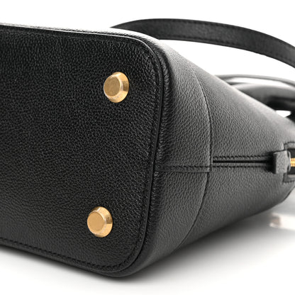 Balenciaga Grained Calfskin Logo S Ville Top Handle Bag Black White 10 of 11