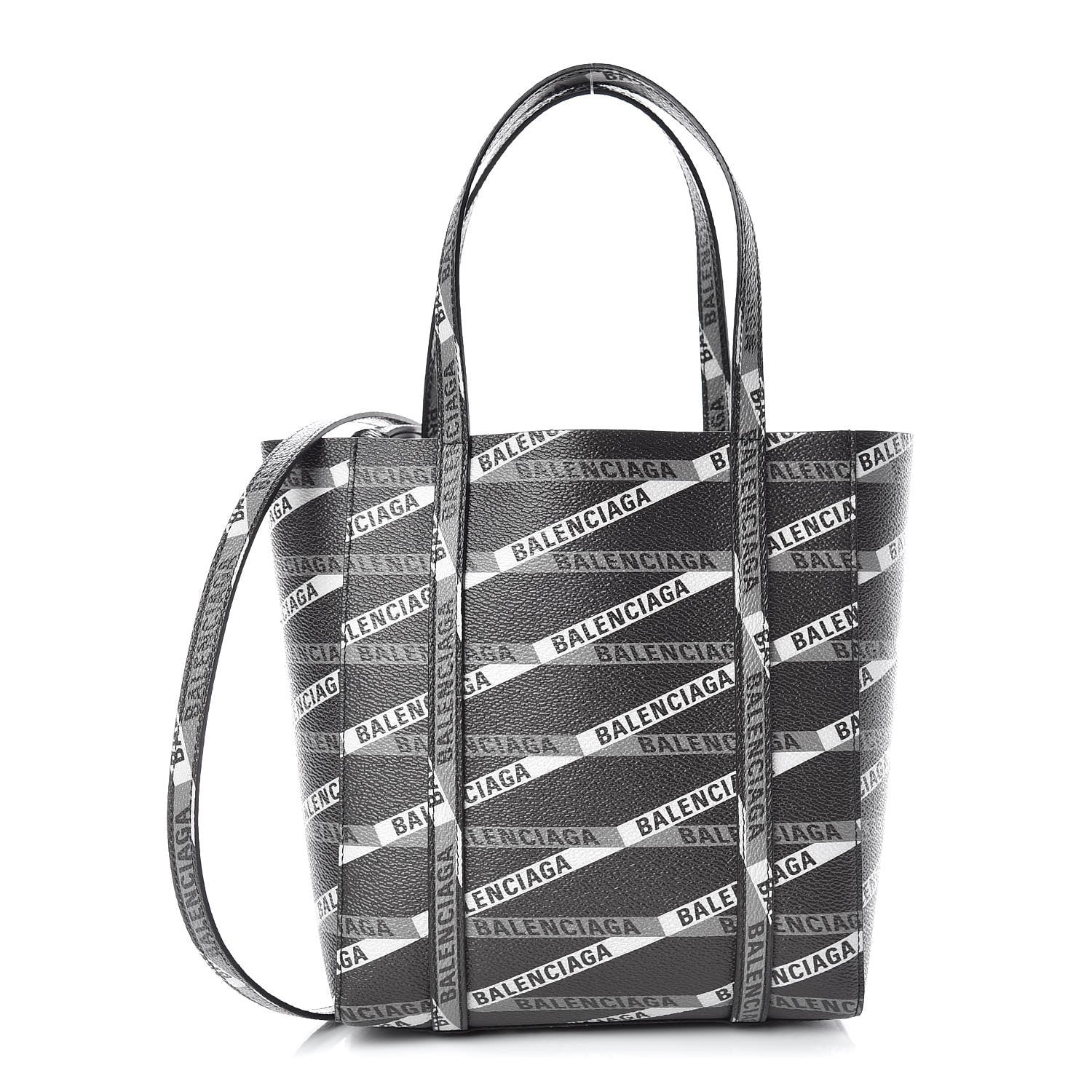 Balenciaga Coated Canvas Losange Monogram Mini Tote Black Grey 1 of 8