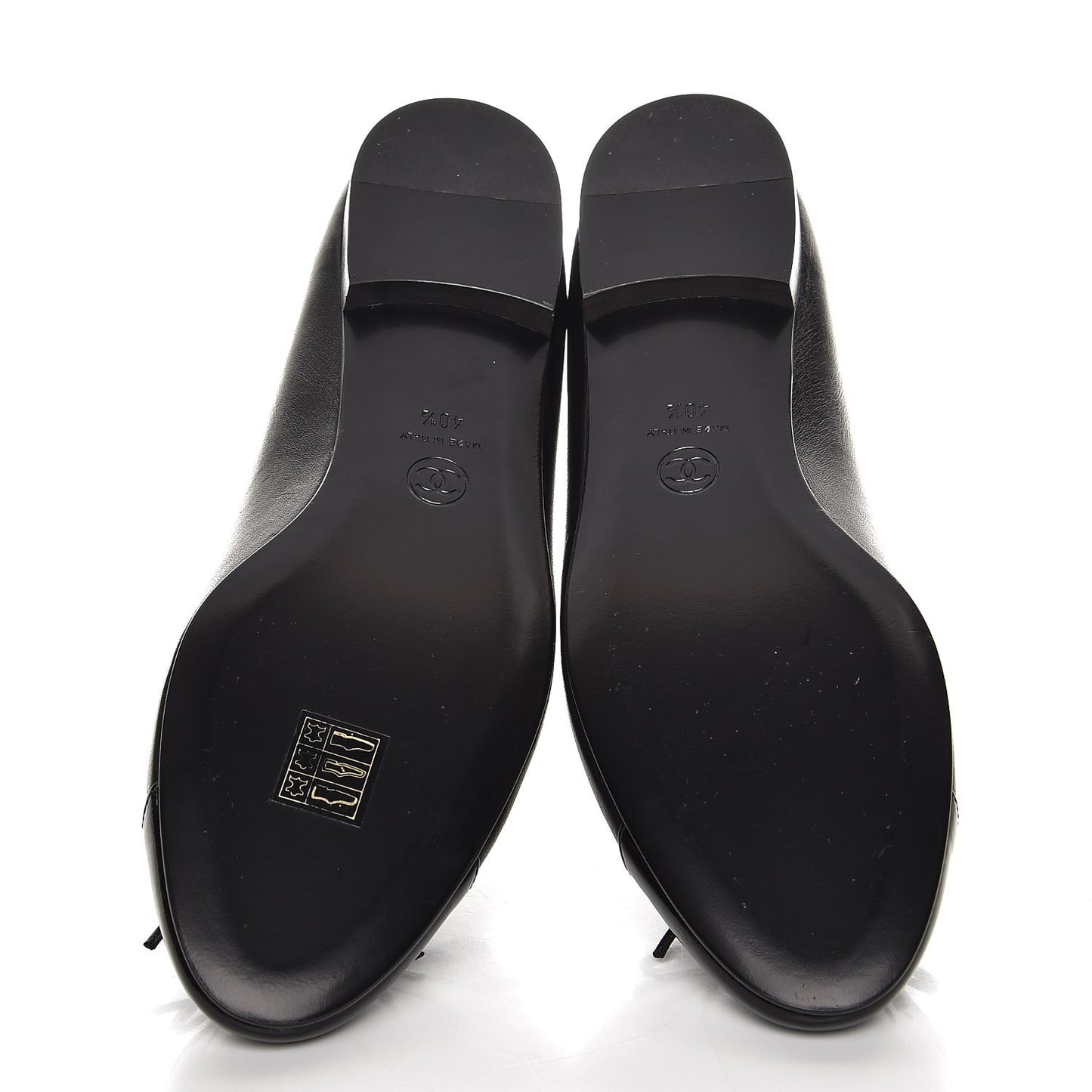 Lambskin Patent Cap Toe Ballerina Flats 40.5 Black