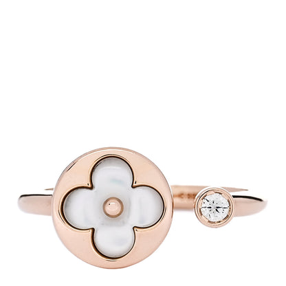 Louis Vuitton 18K Pink Gold Diamond Mother of Pearl Mini Color Blossom Sun Ring 54 7 1 of 5