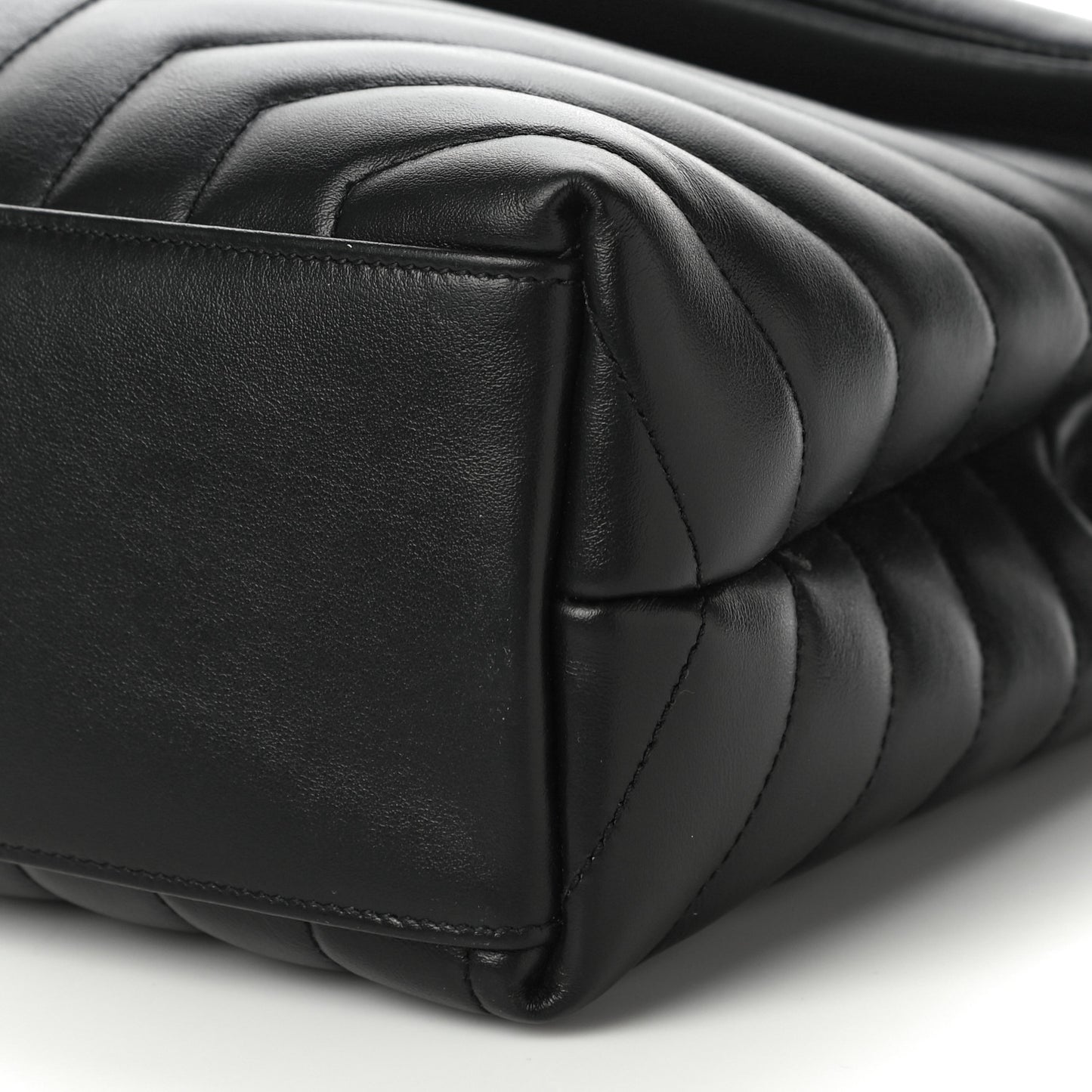 Calfskin Y Quilted Monogram Medium Loulou Chain Satchel Black