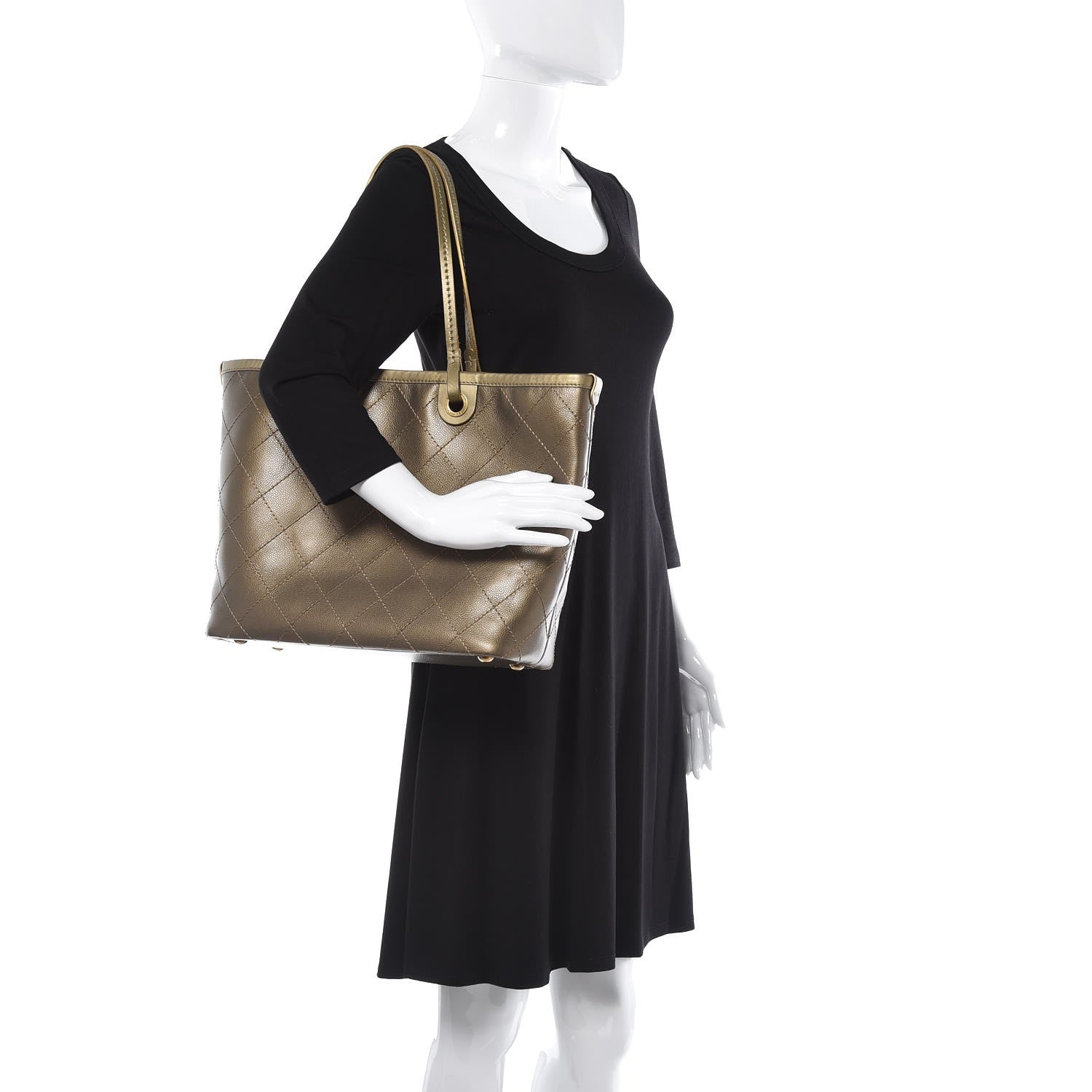 Chanel Grained Calfskin Large Shopping Fever Tote Gold 2 of 13