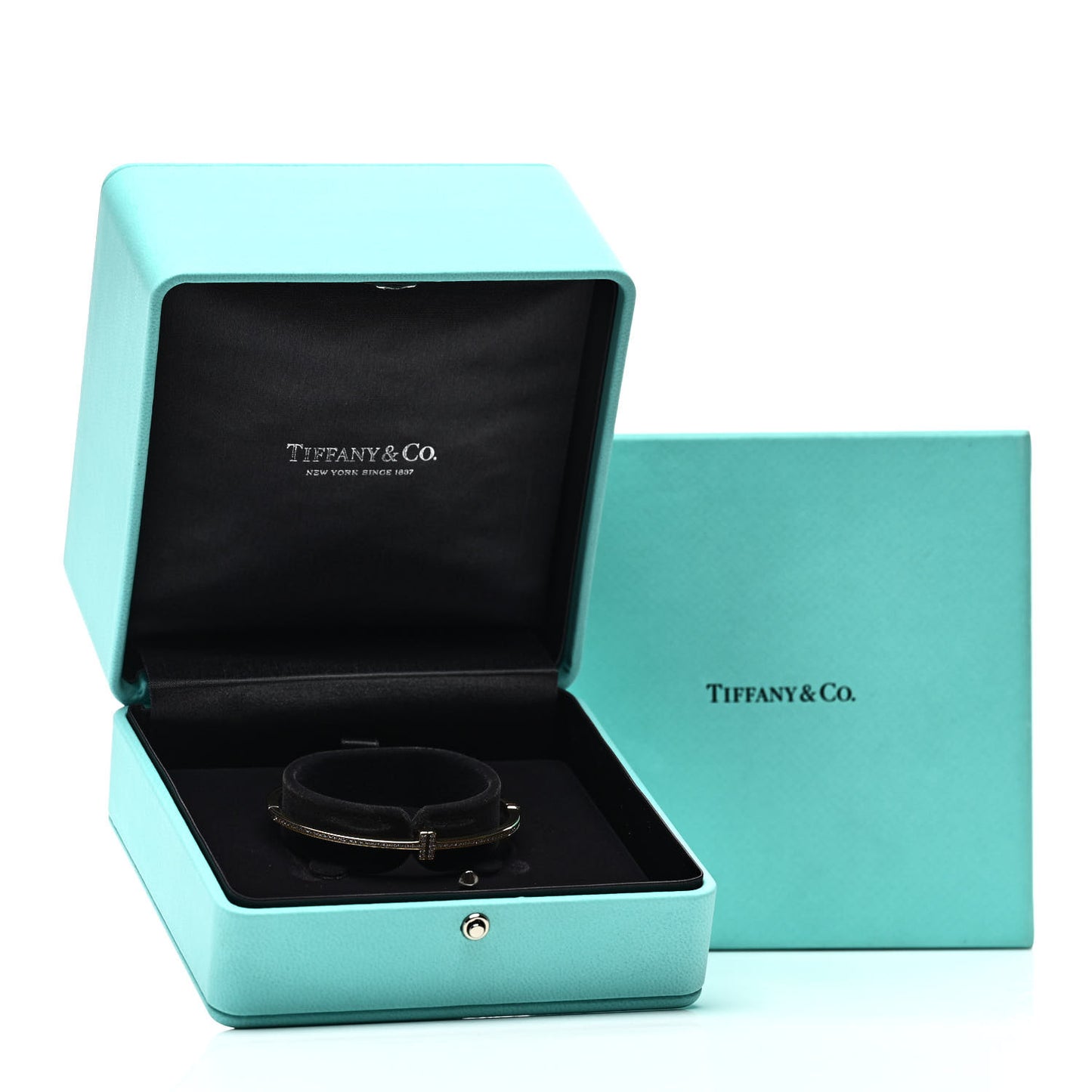18K Yellow Gold Diamond T Hinged Wire Bangle Bracelet