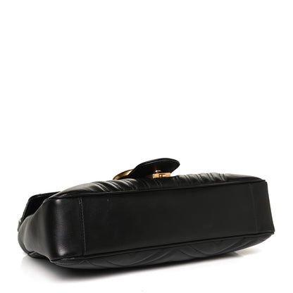 Gucci Calfskin Matelasse Medium GG Marmont Shoulder Bag Black 4 of 12