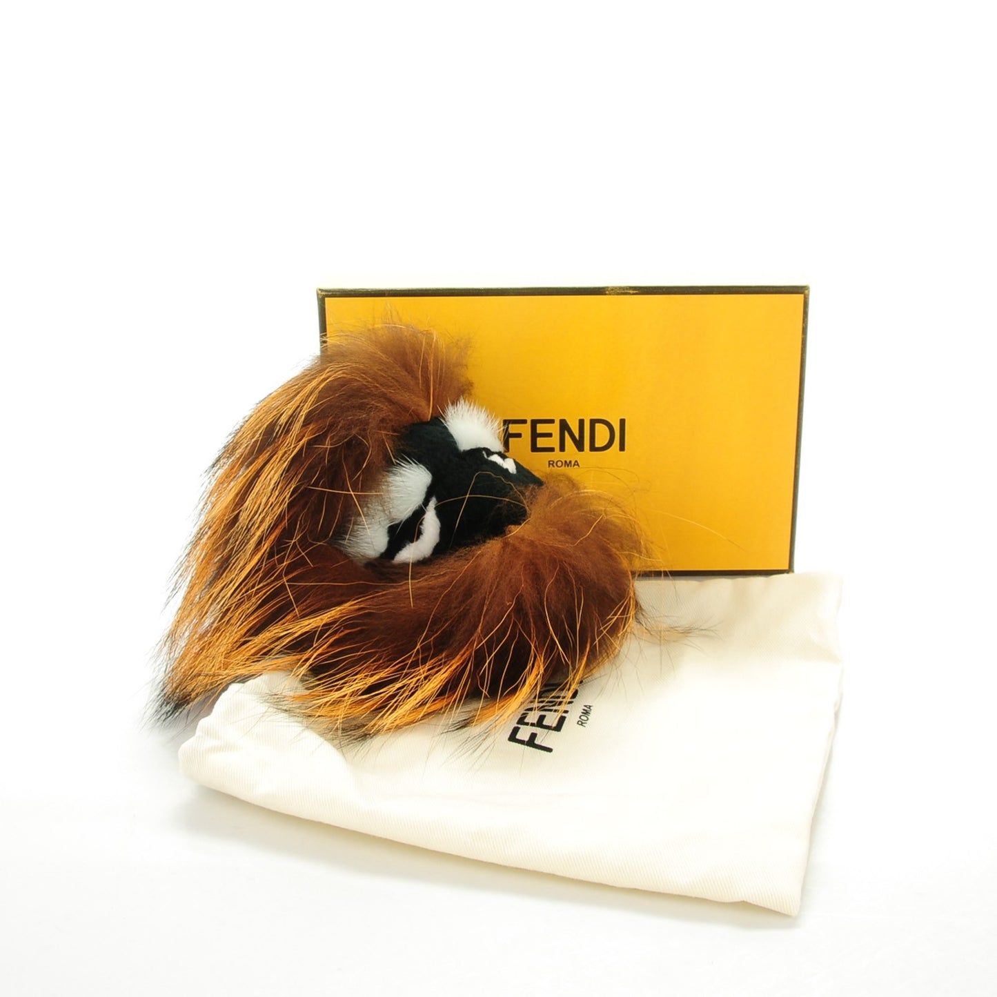 Fox Mink Rabbit Fur Vitello Flamingo Kooky Monster Bag Bug Charm Zucca Multicolor Black