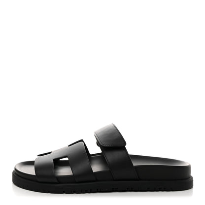 Hermes Calfskin Womens Chypre Sandals 36 Black 1 of 9