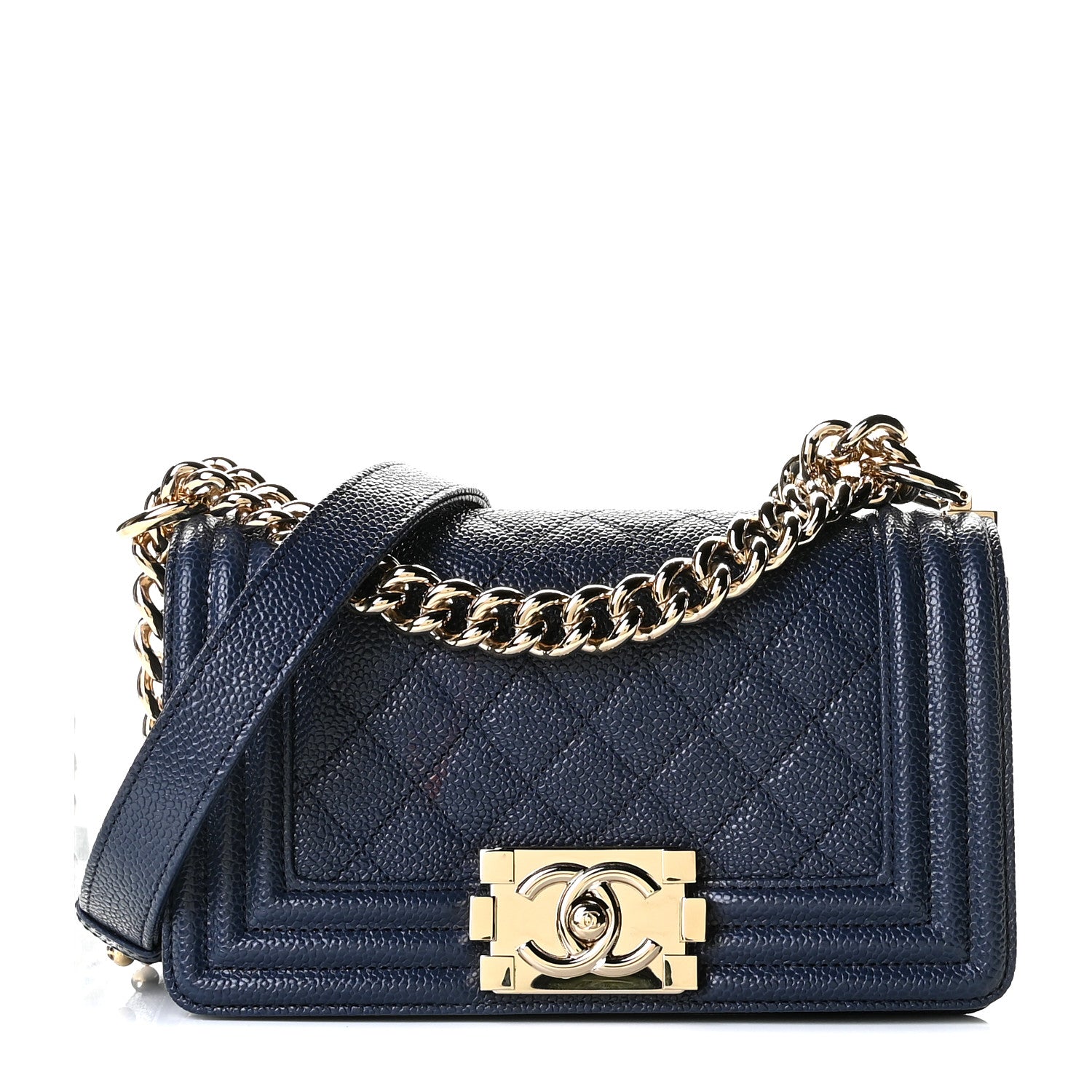Chanel Caviar Quilted Small Boy Flap Navy 1 of 9
