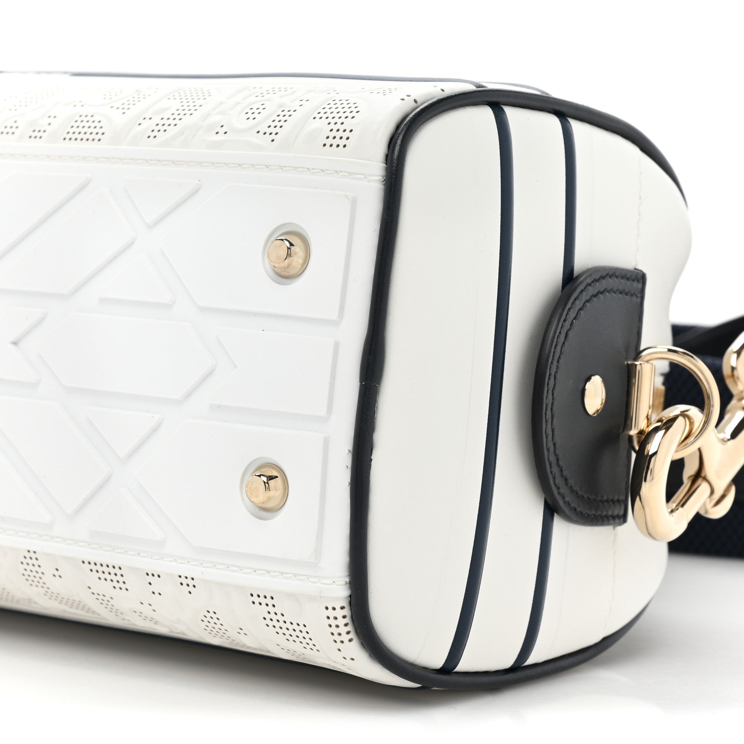 Christian Dior Perforated Calfskin Small Dior Vibe Classic Bowling Bag White 8 of 9