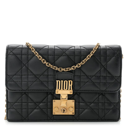Christian Dior Lambskin Cannage Dioraddict Wallet on Chain Clutch Black 1 of 10