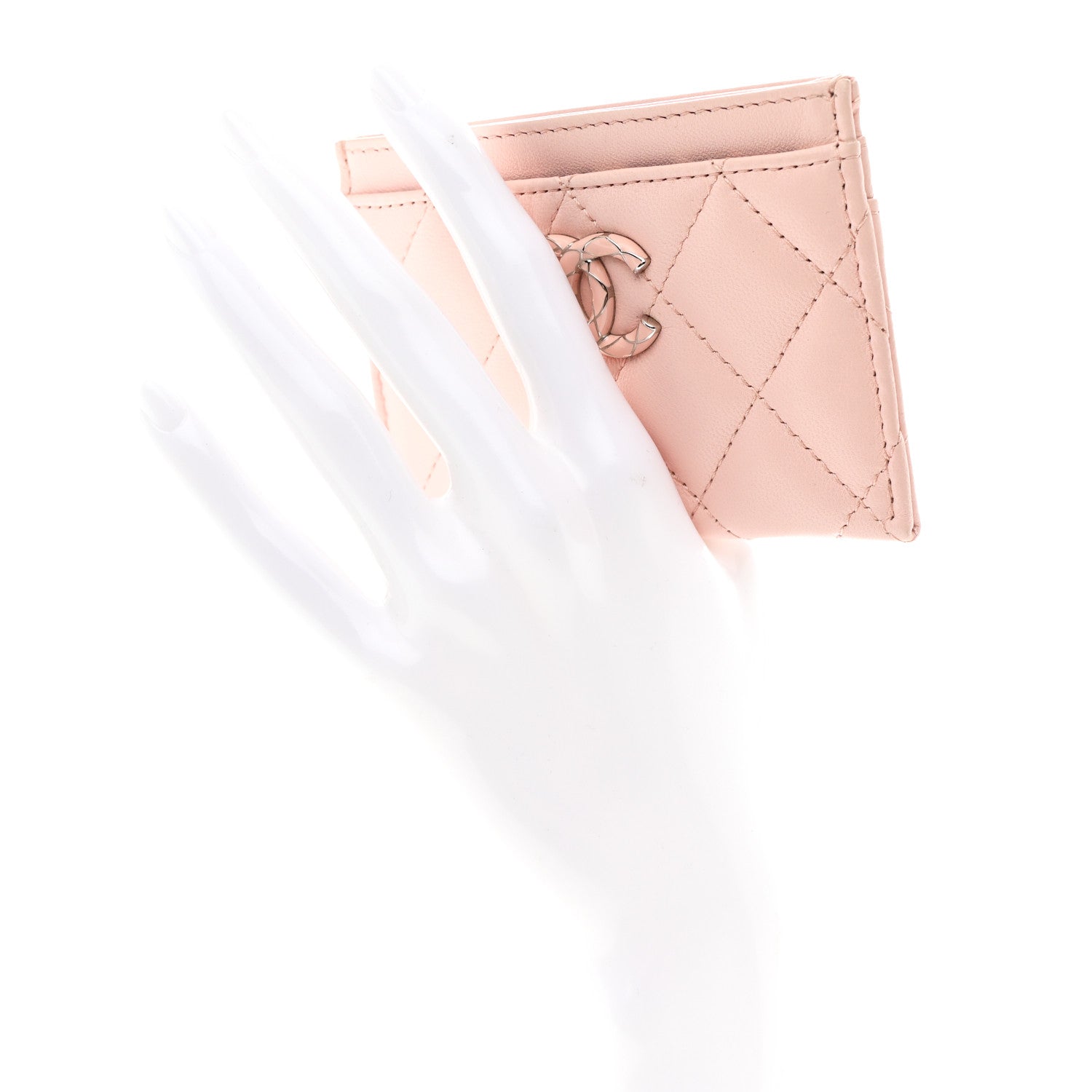 Chanel Lambskin Enamel Quilted Card Holder Pink 2 of 9