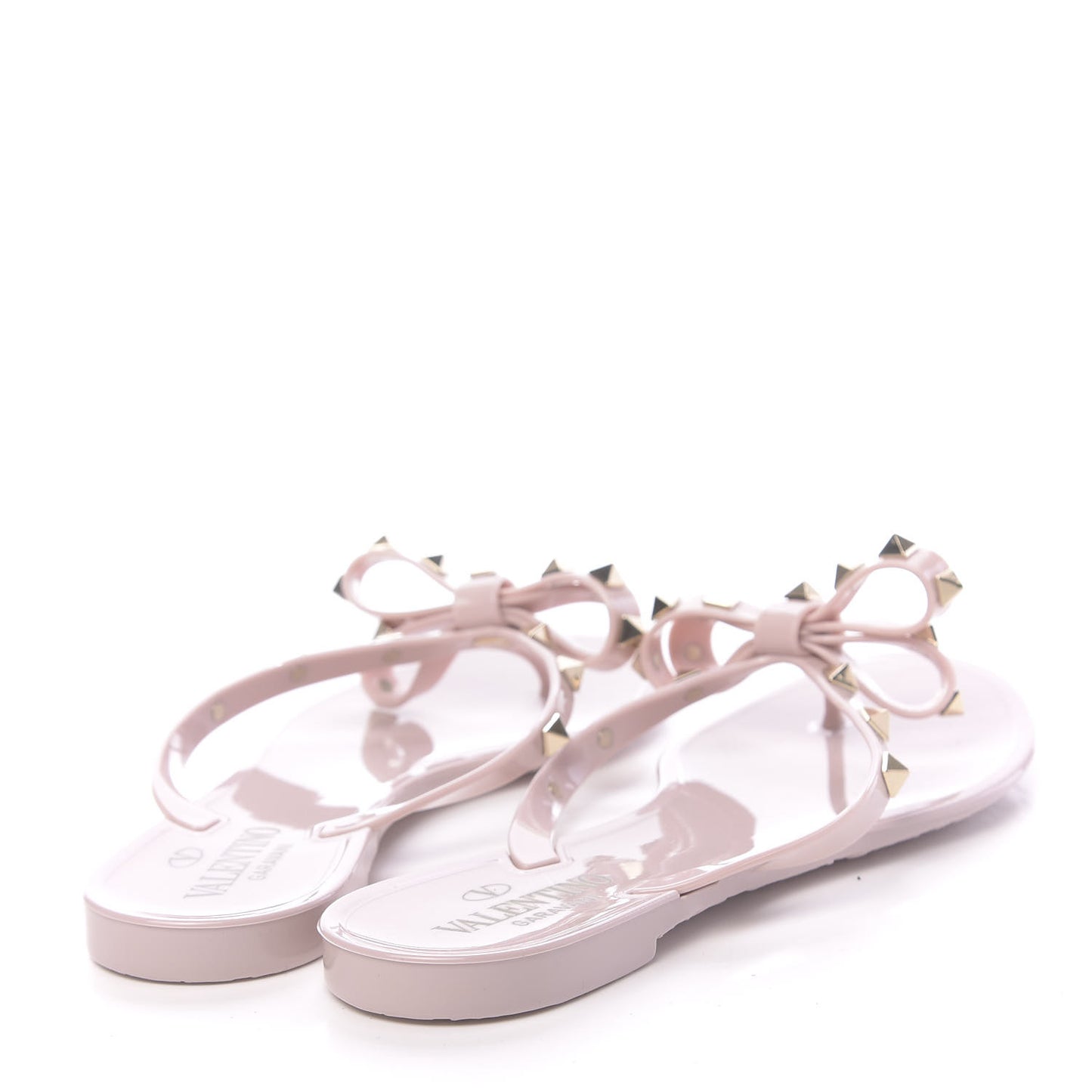 PVC Jelly Rockstud Bow Thong Sandals 39 Poudre
