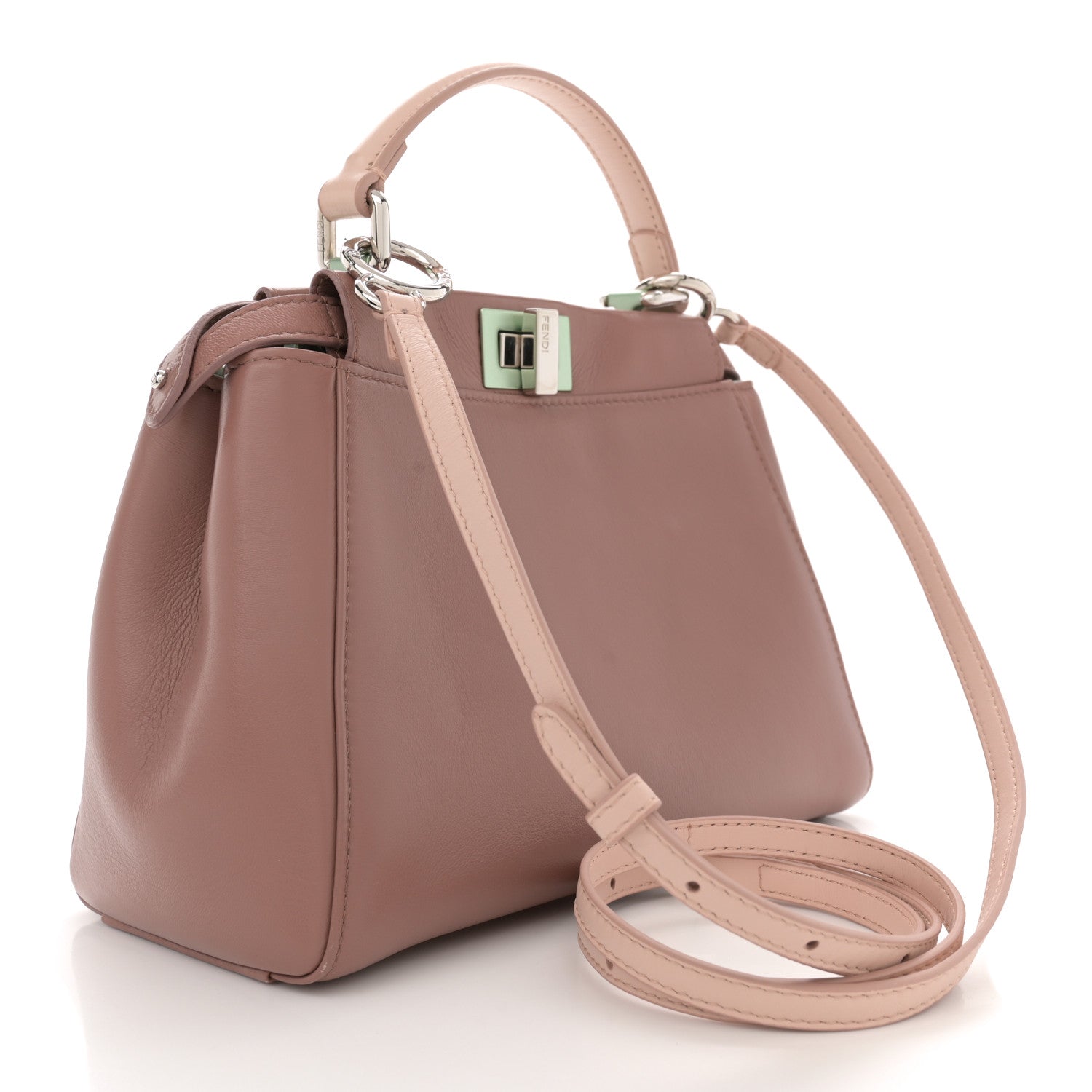 Fendi Nappa Colorblock Mini Peekaboo Iconic Satchel English Rose Plaster Oxigen 3 of 11