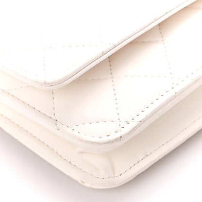 Chanel Lambskin Quilted Enamel Wallet On Chain WOC White 10 of 12