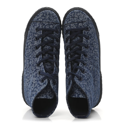 Chanel Printed Denim Quilted High Top Sneakers 37.5 Dark Blue 2 of 10