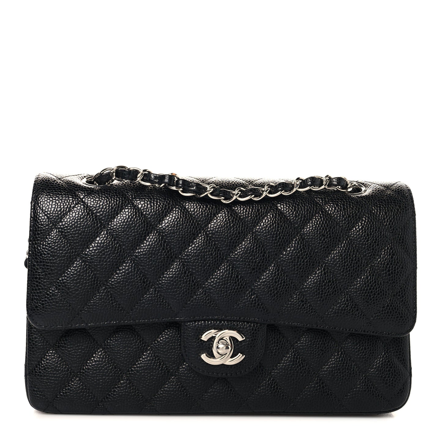Caviar Quilted Medium Double Flap Black