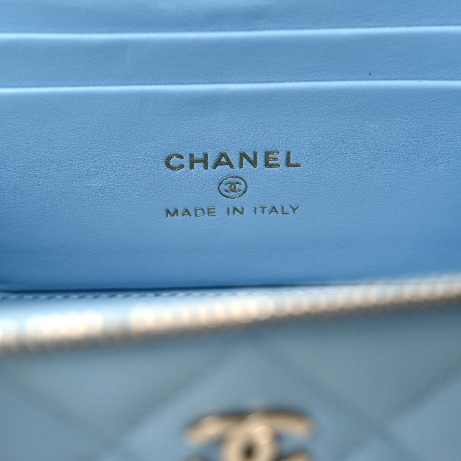 Chanel Caviar Quilted Small Tiny CC Vanity Case With Chain Light Blue 6 of 16