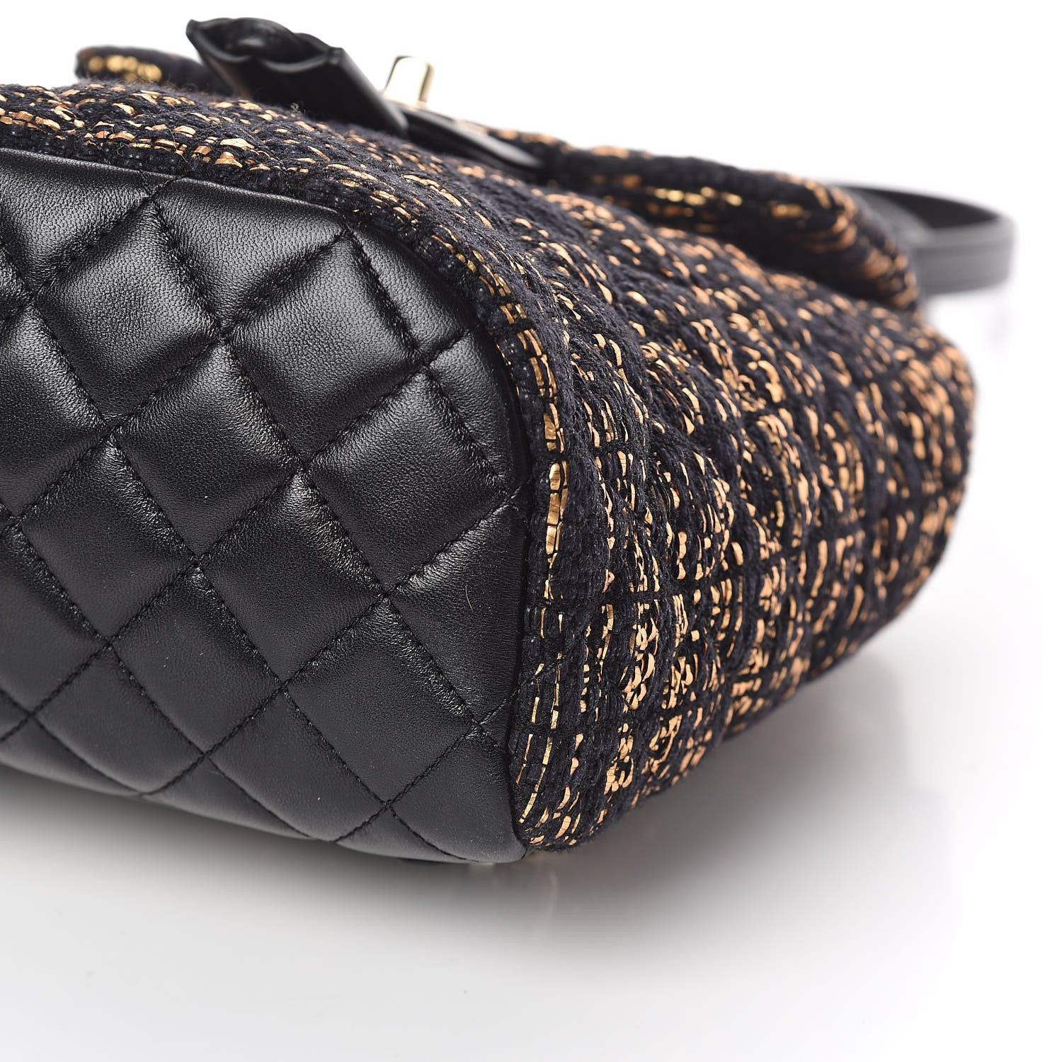 Chanel Tweed Quilted Mini Urban Spirit Backpack Black Gold 6 of 10