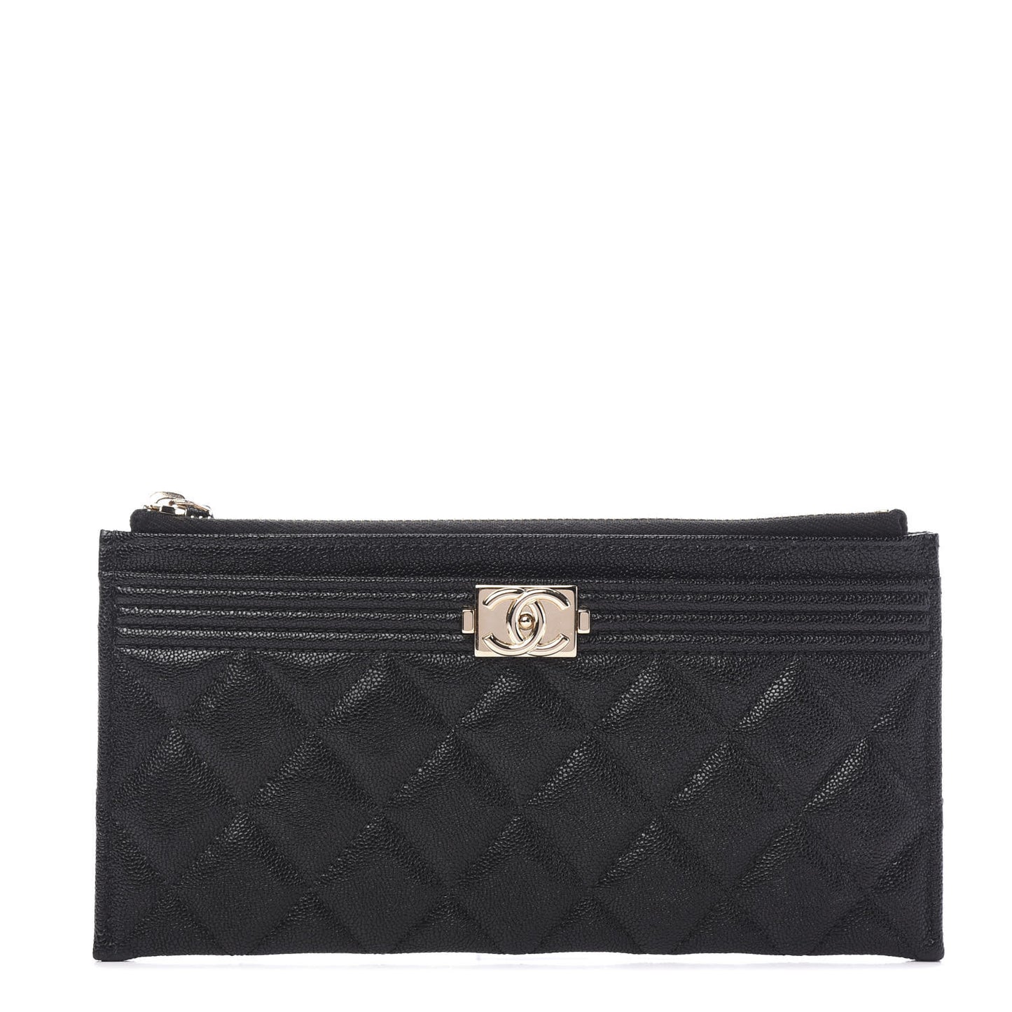 Caviar Quilted Classic Zip Boy Pouch Black
