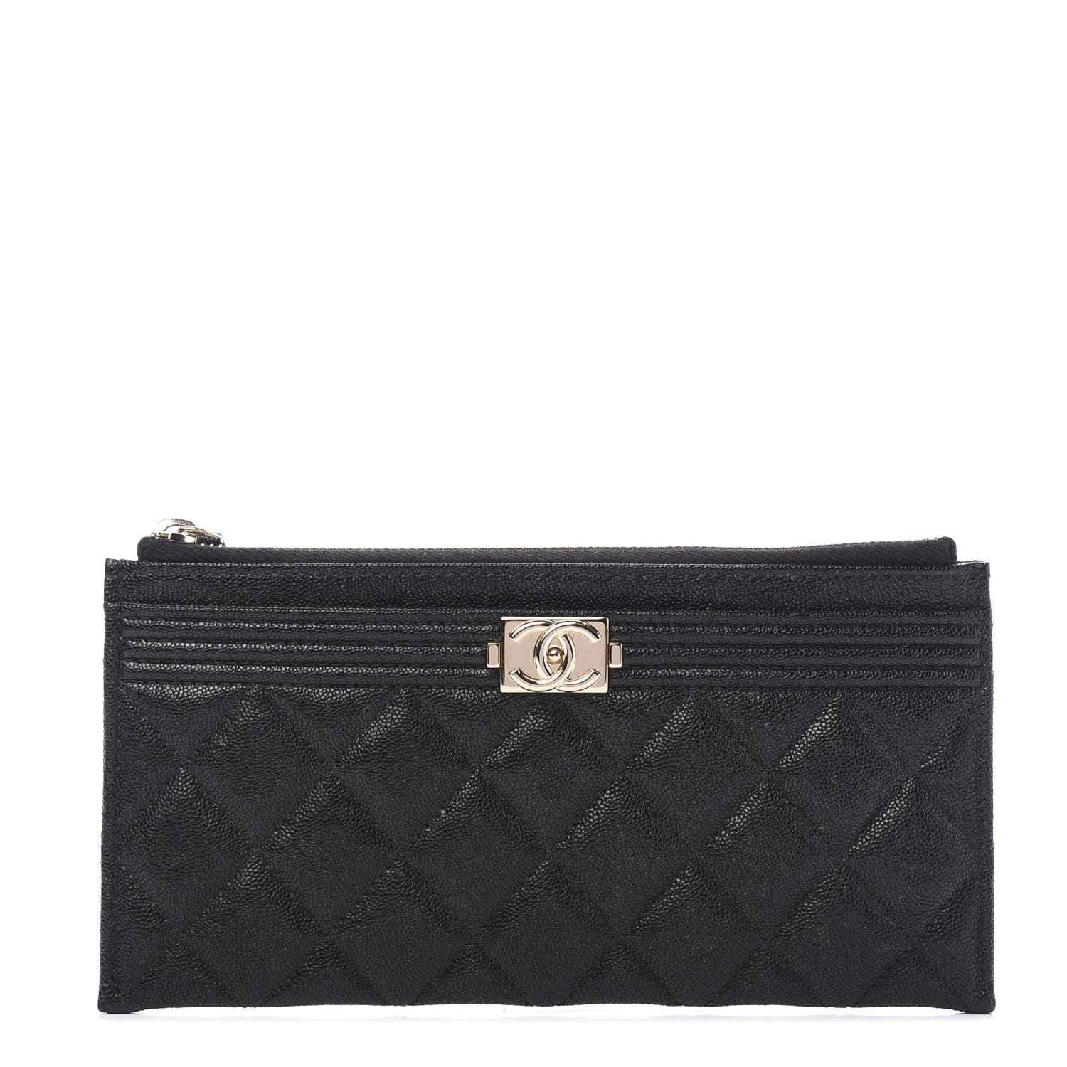 Chanel Caviar Quilted Classic Zip Boy Pouch Black 1 of 7