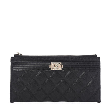 Chanel Caviar Quilted Classic Zip Boy Pouch Black 1 of 7