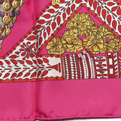 Hermes Silk La Danse Du Cheval Marwari Scarf 90 Rose Indien Rouge Multicolor 4 of 5