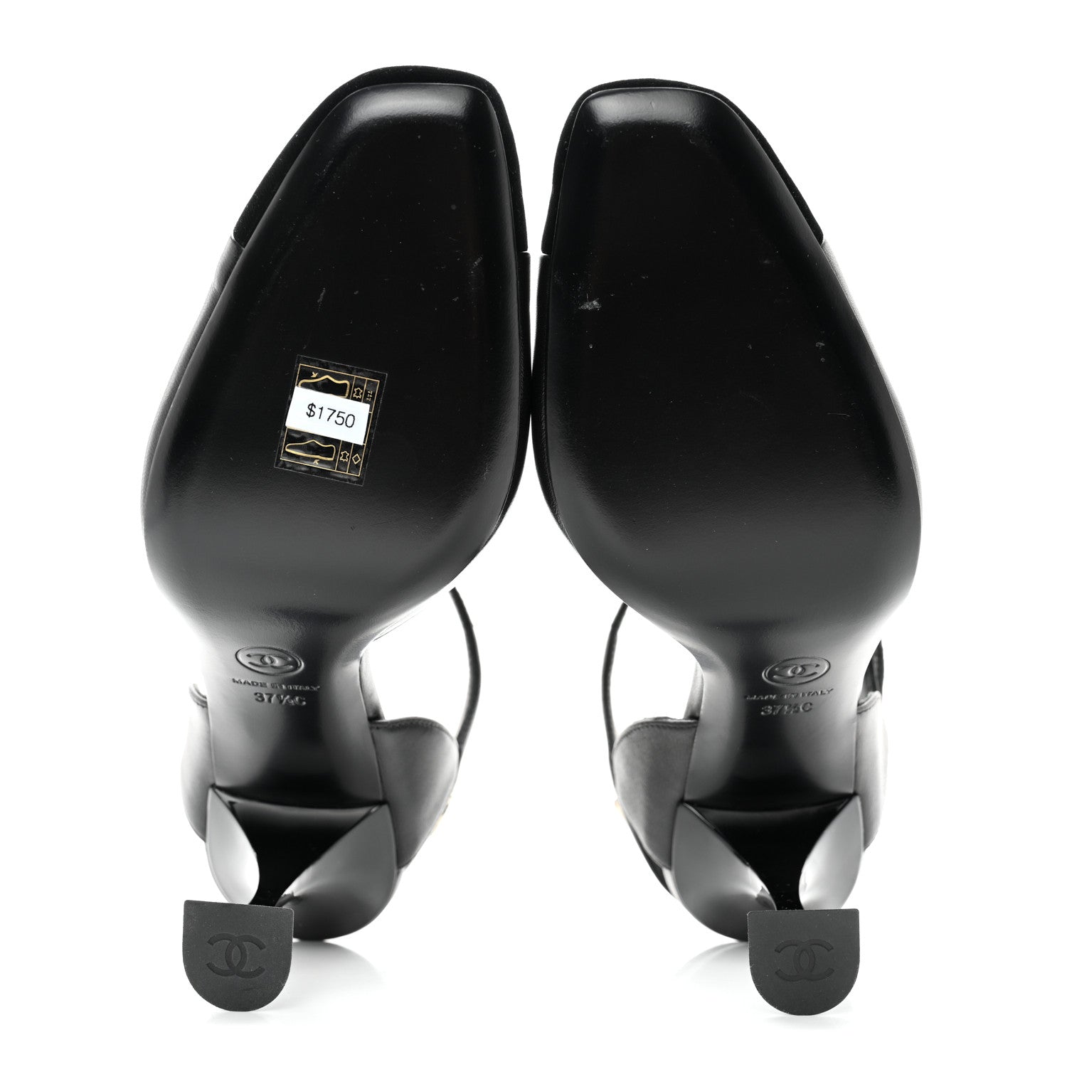 Chanel Lambskin Velvet Cap Toe Logo Pumps 37.5 Black 6 of 9