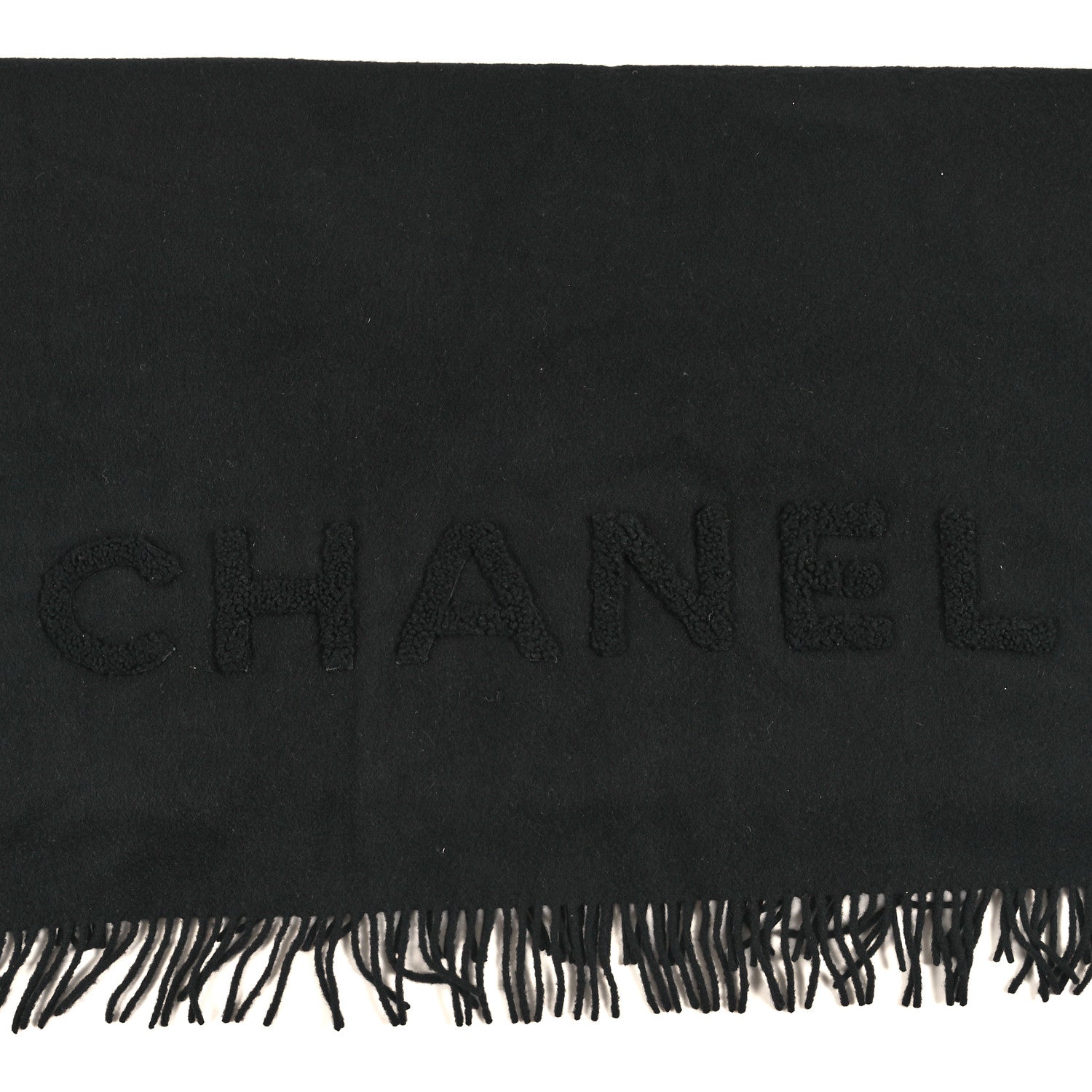 Chanel Cashmere Fringe Stole Scarf Black 3 of 5