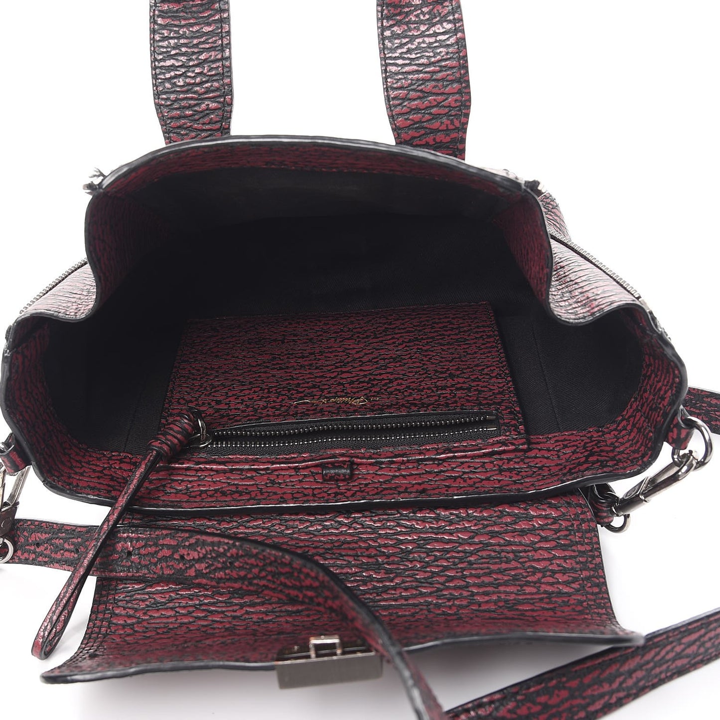3.1 Textured Calfskin Mini Pashli Satchel Black Red