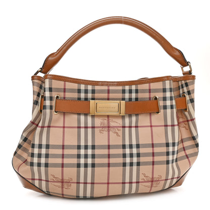 Burberry Haymarket Check Medium Willenmore Hobo Tan 1 of 10