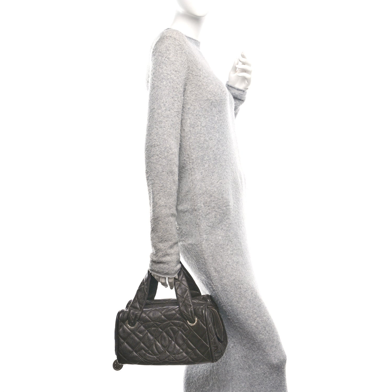 Chanel Caviar Quilted CC Timeless Bowler Dark Brown 2 of 10
