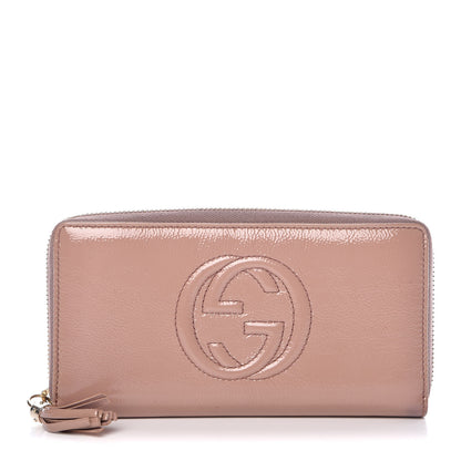 Gucci Patent Soho Zip Around Wallet Dark Cipria 1 of 12